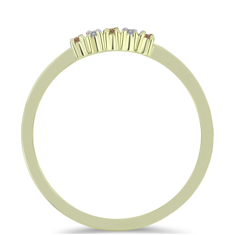 Inel din Argint 925 Placat cu Aur ( 1.33 grame ) cu Diamant de culoarea Șampaniei și Diamant Alb 0.09 Carate