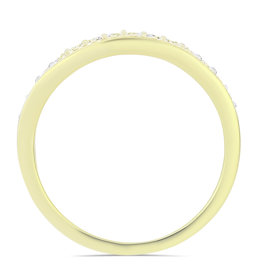 Inel din Argint 925 Placat cu Aur ( 3.26 grame ) cu Diamant de culoarea Șampaniei și Diamant Alb 0.2 Carate 2 
