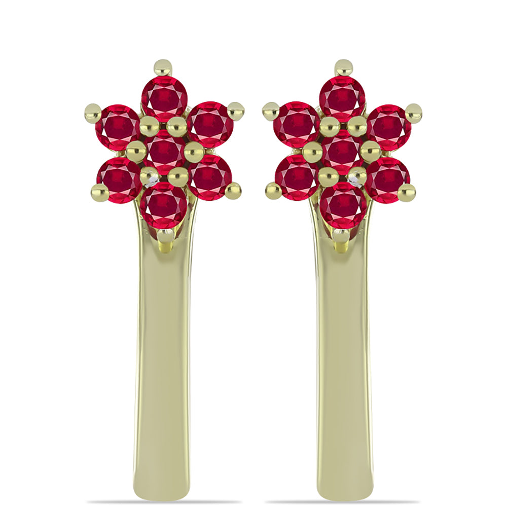 Set din Argint 925 Placat cu Aur ( 6.2 grame ) cu Rubin Malagasy și Smarald Brazilian 2.19 Carate ( Cercei )