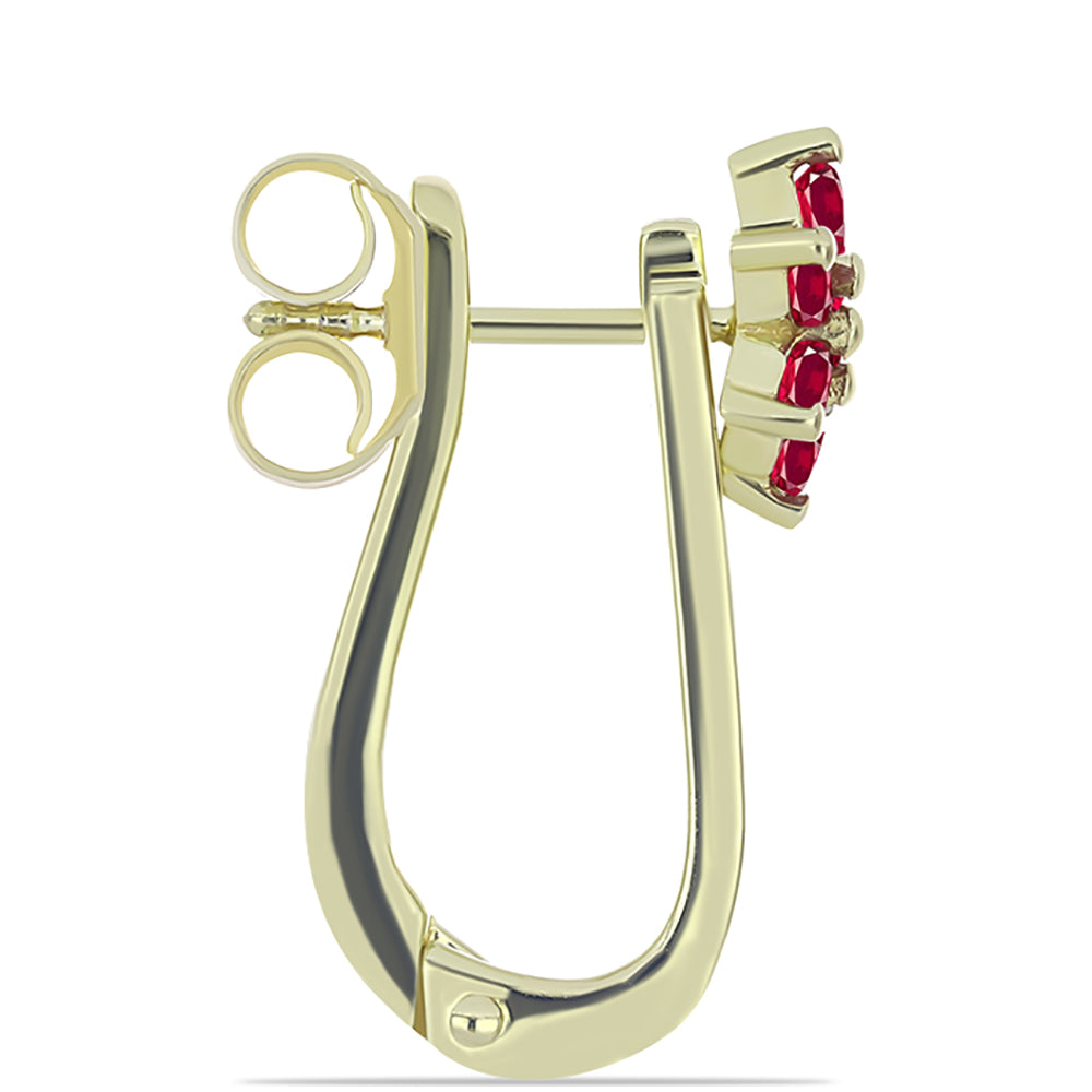 Set din Argint 925 Placat cu Aur ( 6.2 grame ) cu Rubin Malagasy și Smarald Brazilian 2.19 Carate ( Cercei ) 3 