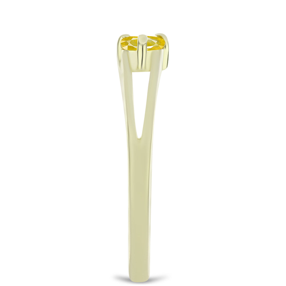 Inel din Argint 925 Placat cu Aur ( 1.53 grame ) cu Safir Rosebery Galben și Topaz Alb 0.38 Carate 4 