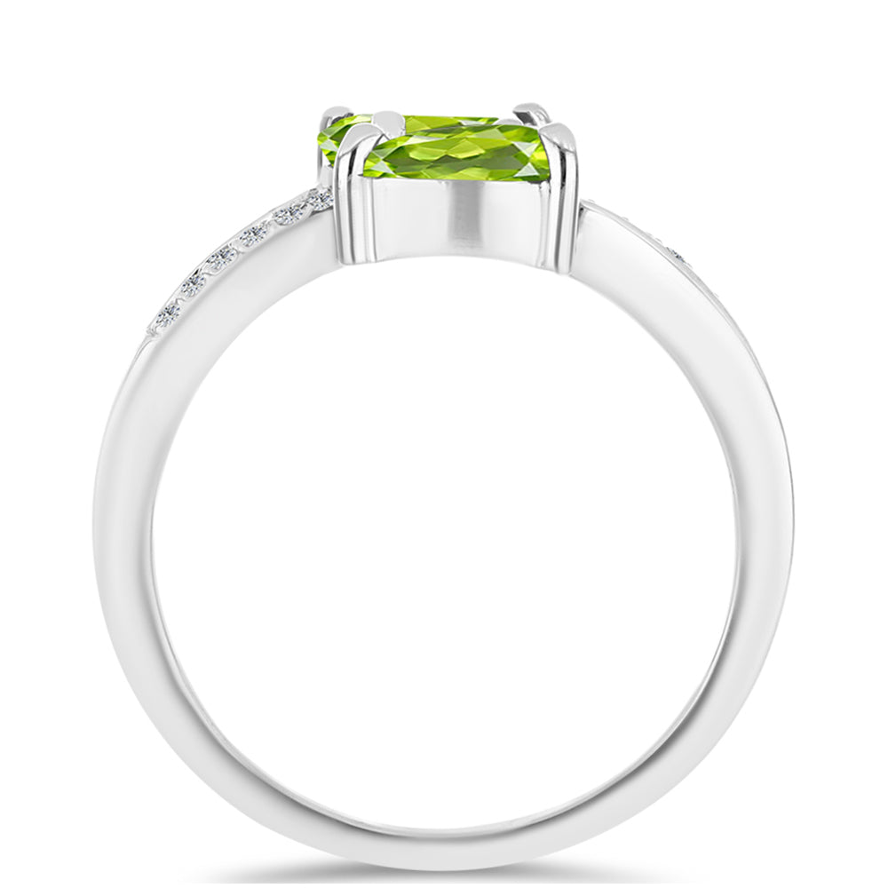 Inel din Argint 925 ( 2.65 grame ) cu Peridot Changbai și Topaz Alb 1.56 Carate
