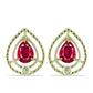 Cercei din Argint 925 Placat cu Aur ( 2.4 grame ) cu Rubin Malagasy și Topaz Alb 1.95 Carate