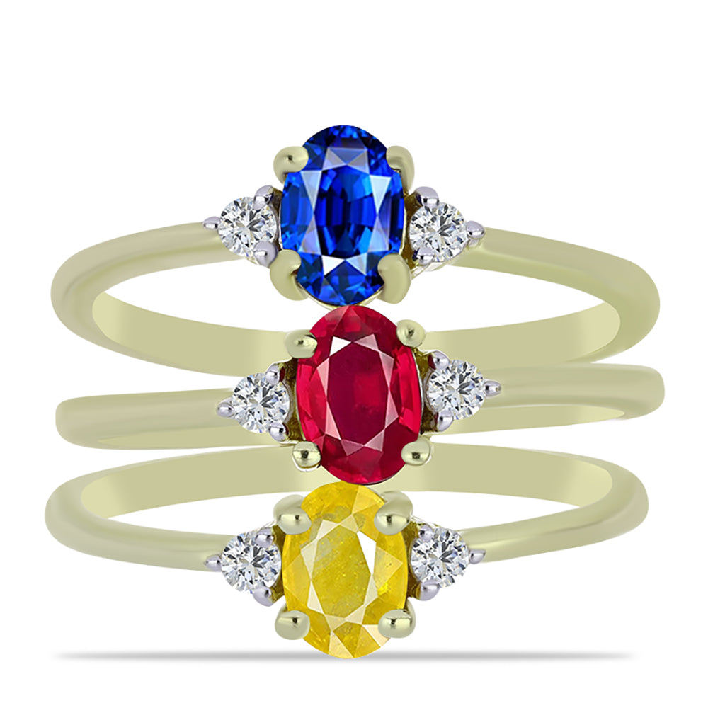 Set din Argint 925 Placat cu Aur ( 4.05 grame ) cu Rubin Malagasy și Safir Albastru Australian 2.15 Carate ( Inel ) 1 