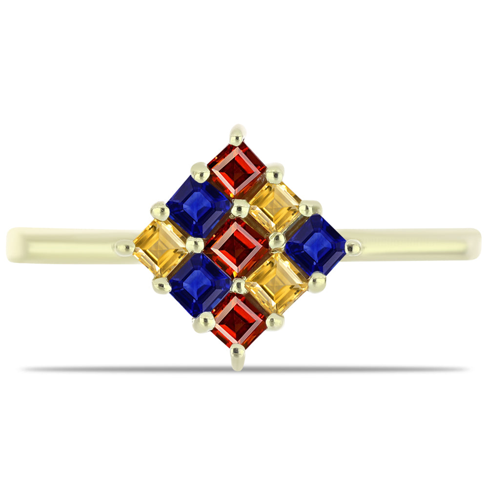 Inel din Argint 925 Placat cu Aur ( 2 grame ) cu Safir Rosebery Curcubeu 0.48 Carate