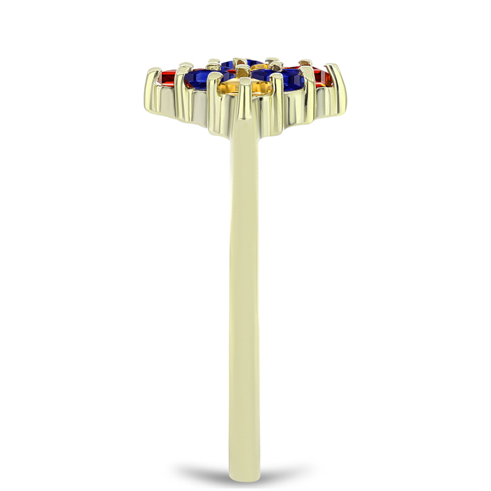 Inel din Argint 925 Placat cu Aur ( 2 grame ) cu Safir Rosebery Curcubeu 0.48 Carate 4 