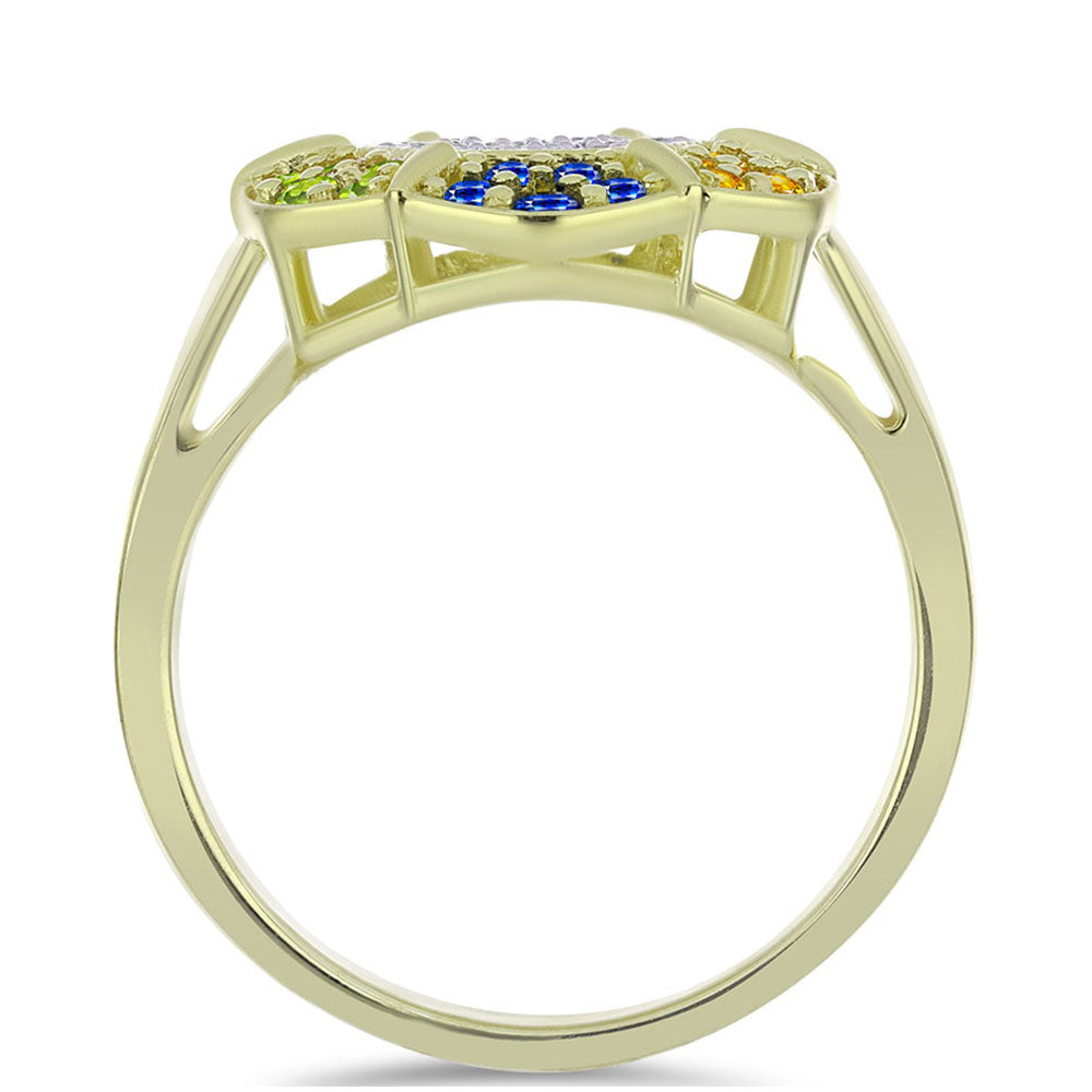 Inel din Argint 925 Placat cu Aur ( 4.21 grame ) cu Safir Rosebery Curcubeu și Topaz Alb 1.01 Carate 2 