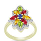 Inel din Argint 925 Placat cu Aur ( 3.77 grame ) cu Safir Rosebery Curcubeu și Topaz Alb 2.92 Carate