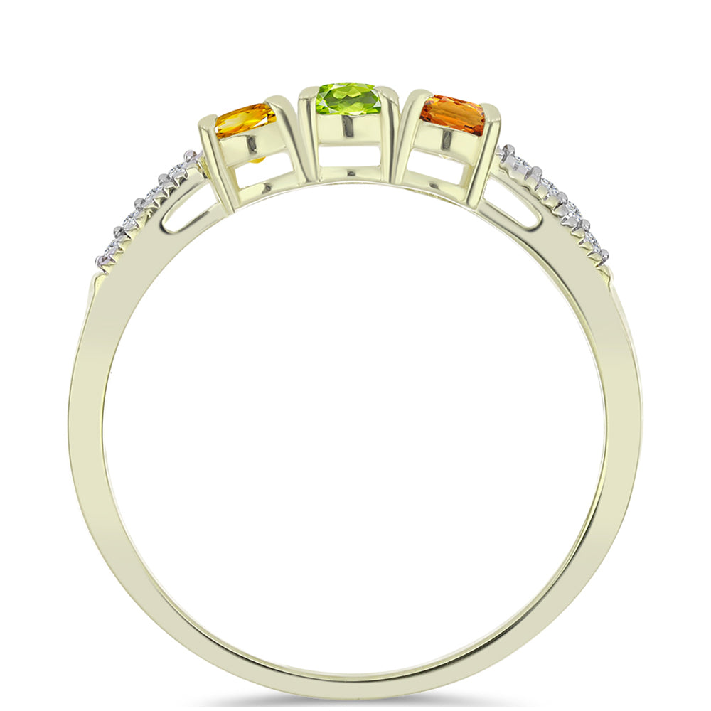 Inel din Argint 925 Placat cu Aur ( 2 grame ) cu Safir Rosebery Curcubeu și Topaz Alb 1.26 Carate