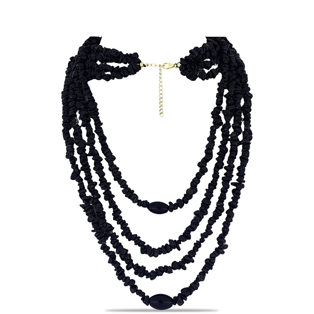 Colier din Argint 925 Placat cu Aur ( 1.01 grame ) cu Onix Negru Suwar 588.17 Carate 1 