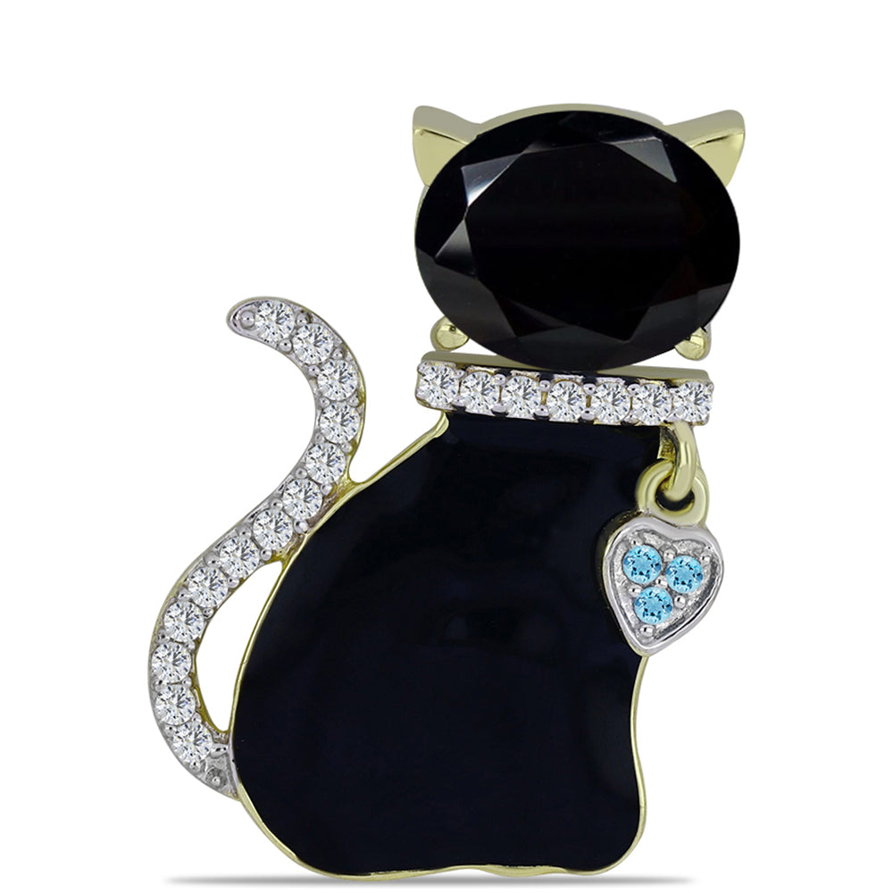 Pandantiv din Argint 925 Placat cu Aur ( 3.27 grame ) cu Onix Negru Suwar 2.63 Carate