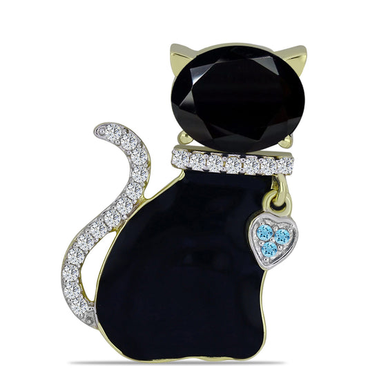 Pandantiv din Argint 925 Placat cu Aur ( 3.27 grame ) cu Onix Negru Suwar 2.63 Carate