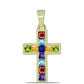 Cruce Pandantiv din Argint 925 Placat cu Aur ( 0.87 grame ) cu Safir Rosebery Curcubeu 0.76 Carate