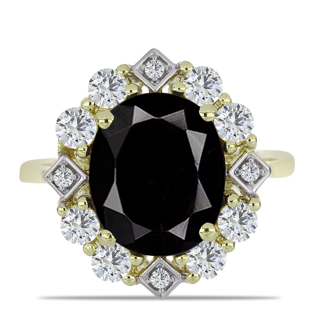 Inel din Argint 925 Placat cu Aur ( 3.48 grame ) cu Onix Negru Suwar și Topaz Alb 6.89 Carate