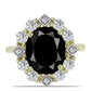 Inel din Argint 925 Placat cu Aur ( 3.48 grame ) cu Onix Negru Suwar și Topaz Alb 6.89 Carate