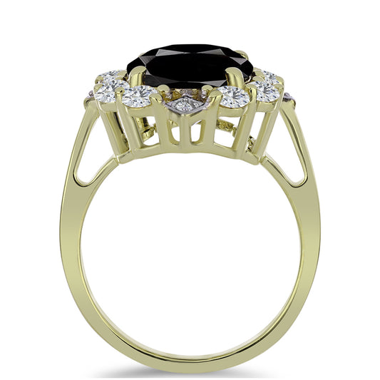 Inel din Argint 925 Placat cu Aur ( 3.48 grame ) cu Onix Negru Suwar și Topaz Alb 6.89 Carate