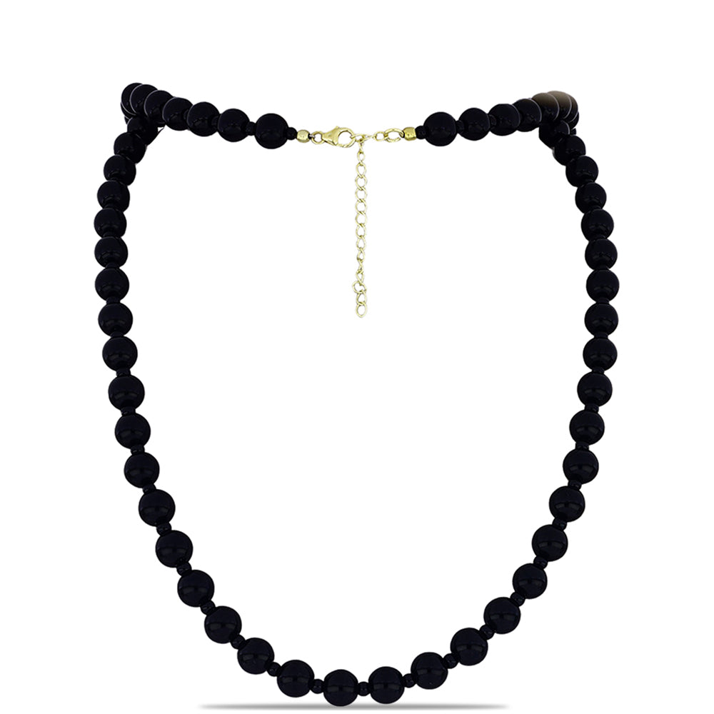 Colier din Argint 925 Placat cu Aur ( 0.99 grame ) cu Onix Negru Suwar 162.15 Carate