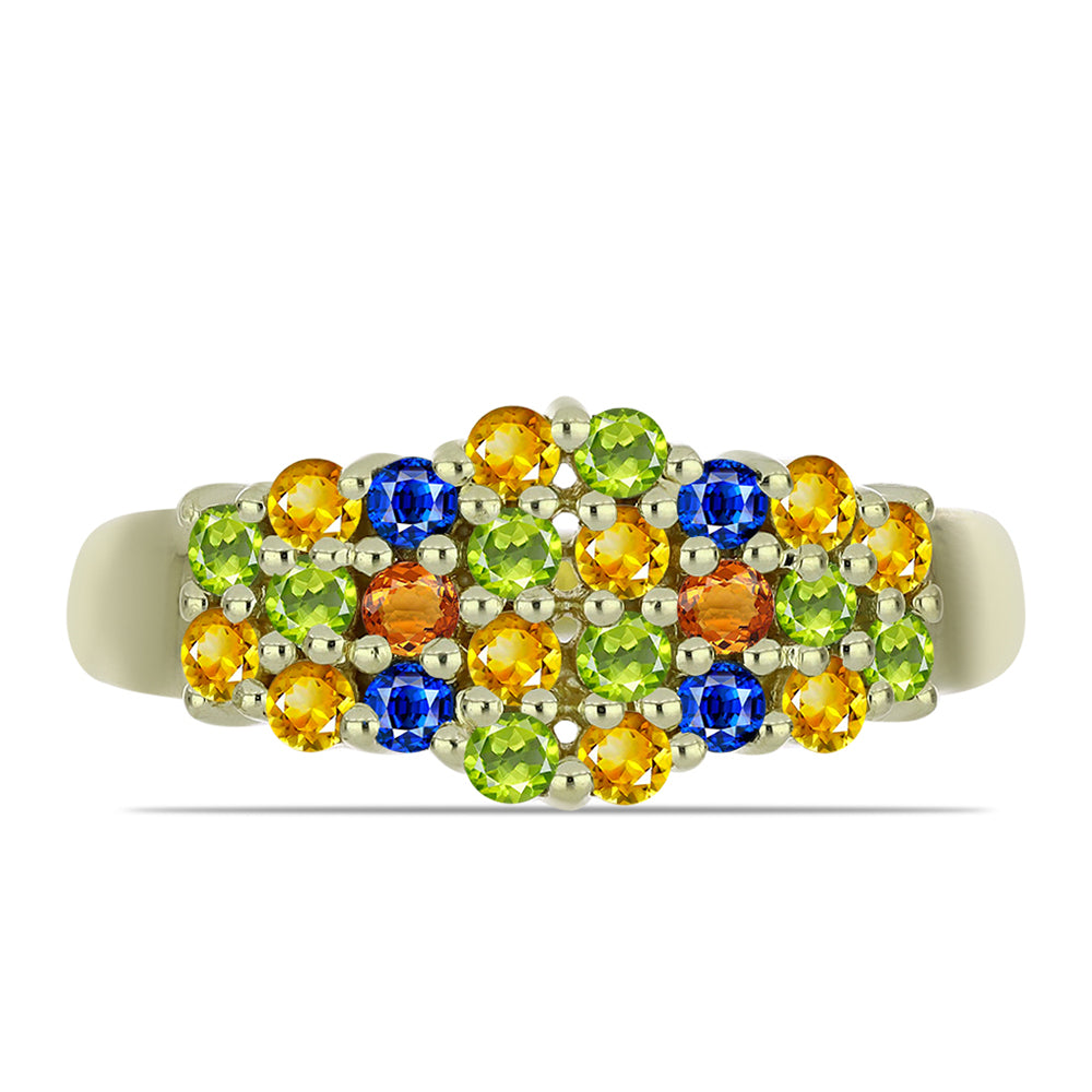 Inel din Argint 925 Placat cu Aur ( 3.54 grame ) cu Safir Rosebery Curcubeu 1.2 Carate 1 