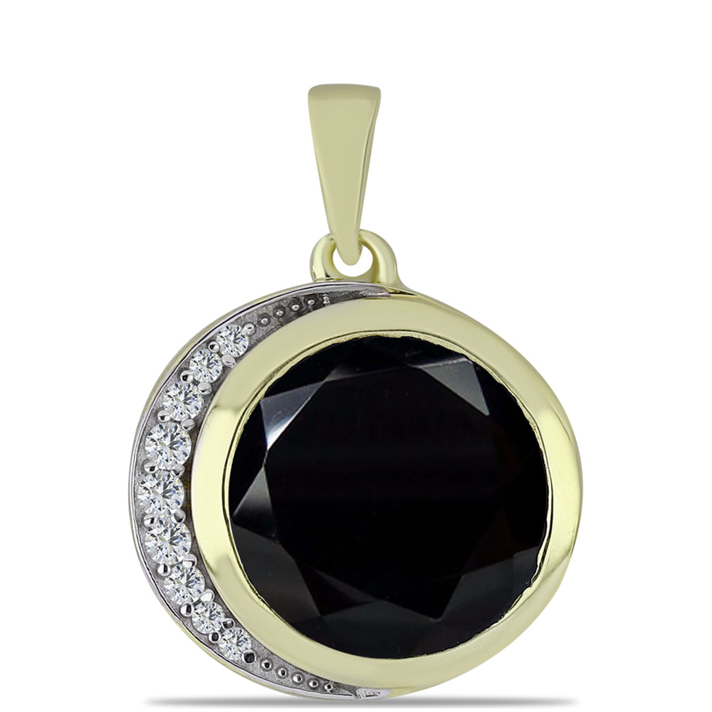 Pandantiv din Argint 925 Placat cu Aur ( 2.43 grame ) cu Onix Negru Suwar și Topaz Alb 3.77 Carate