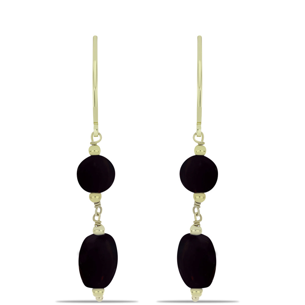 Cercei din Argint 925 Placat cu Aur ( 1.24 grame ) cu Onix Negru Suwar 8.39 Carate