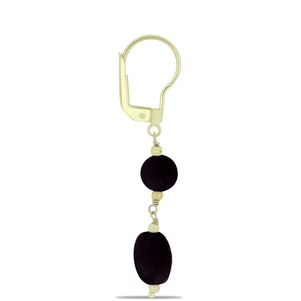 Cercei din Argint 925 Placat cu Aur ( 1.24 grame ) cu Onix Negru Suwar 8.39 Carate 2 