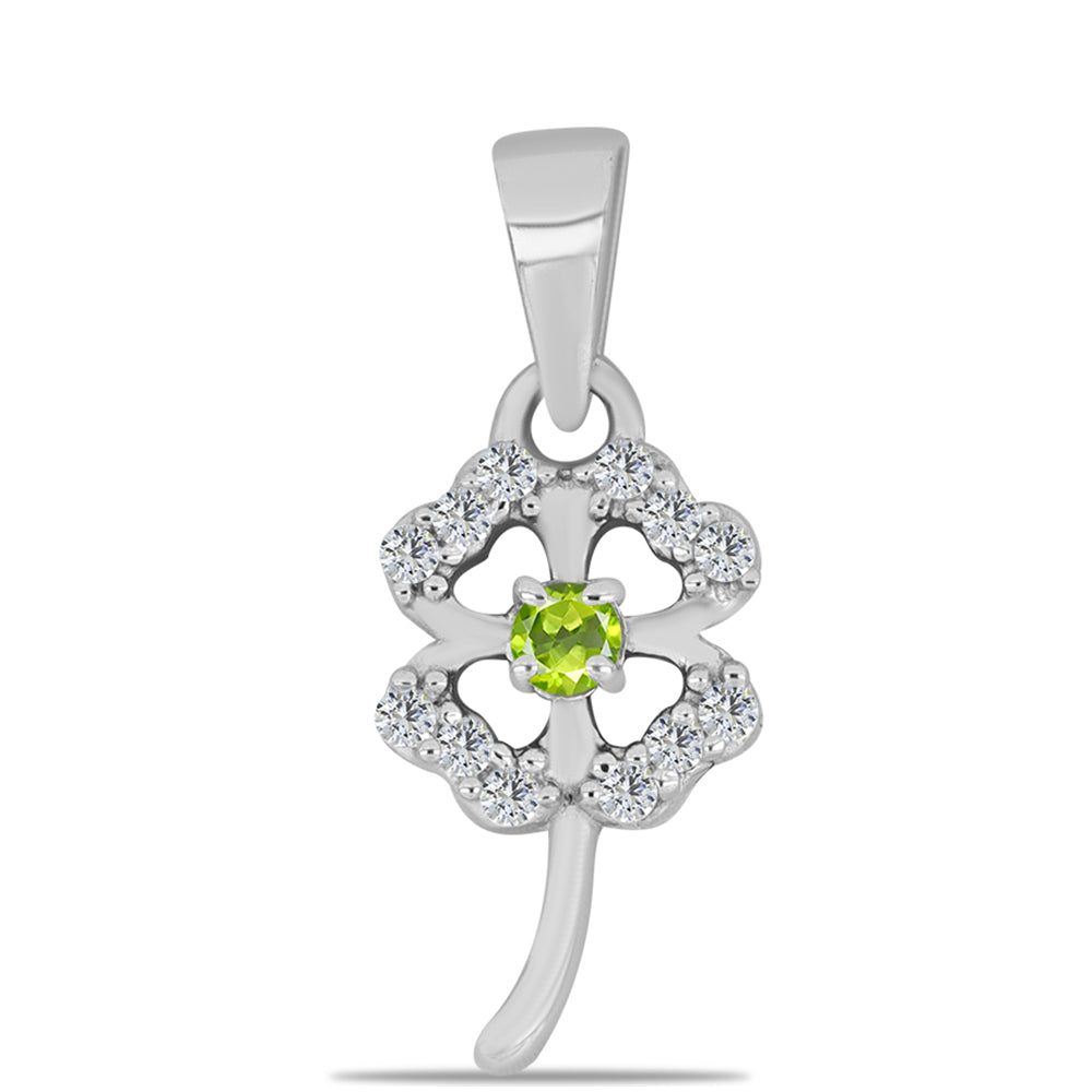 Pandantiv din Argint 925 ( 0.76 grame ) cu Peridot Changbai și Topaz Alb 0.12 Carate 1 