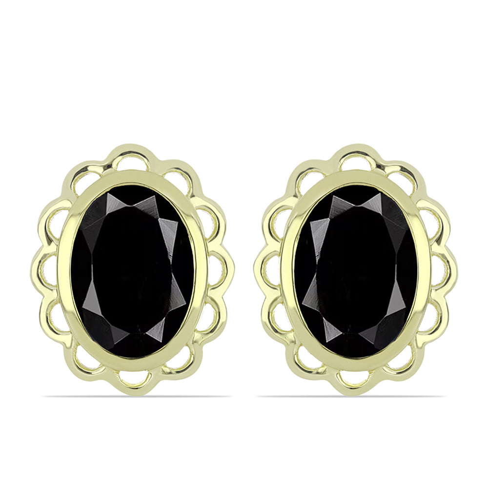 Cercei din Argint 925 Placat cu Aur ( 5.13 grame ) cu Onix Negru Suwar 13.81 Carate 1 