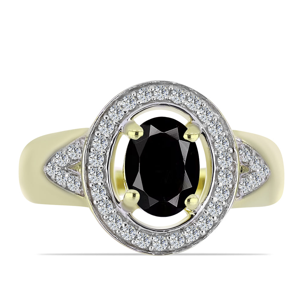 Inel din Argint 925 Placat cu Aur ( 4.28 grame ) cu Onix Negru Suwar și Topaz Alb 1.83 Carate