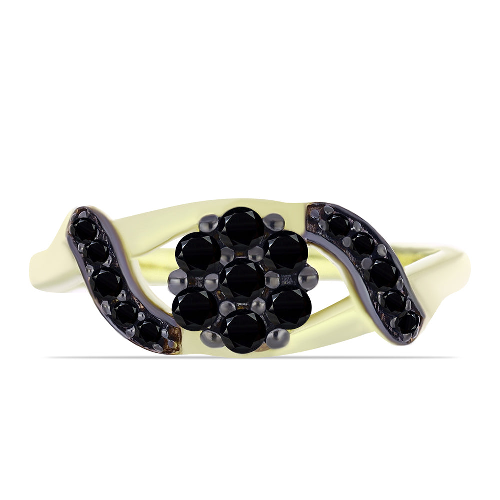 Inel din Argint 925 Placat cu Aur ( 2.02 grame ) cu Onix Negru Suwar 0.42 Carate 1 