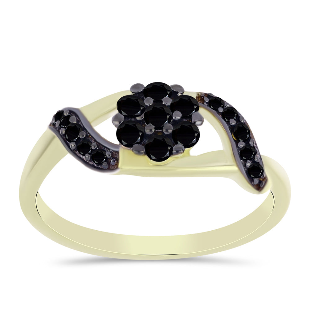 Inel din Argint 925 Placat cu Aur ( 2.02 grame ) cu Onix Negru Suwar 0.42 Carate