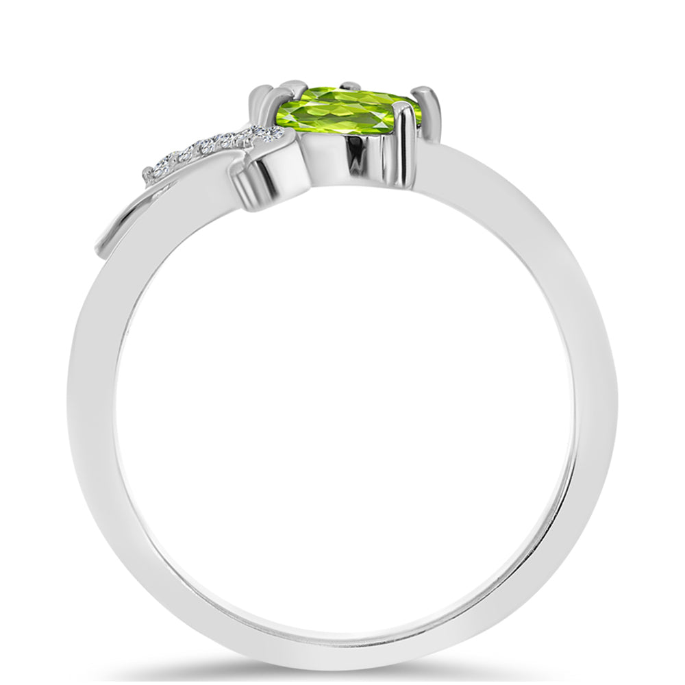 Inel din Argint 925 ( 2.82 grame ) cu Peridot Changbai și Topaz Alb 0.55 Carate 2 