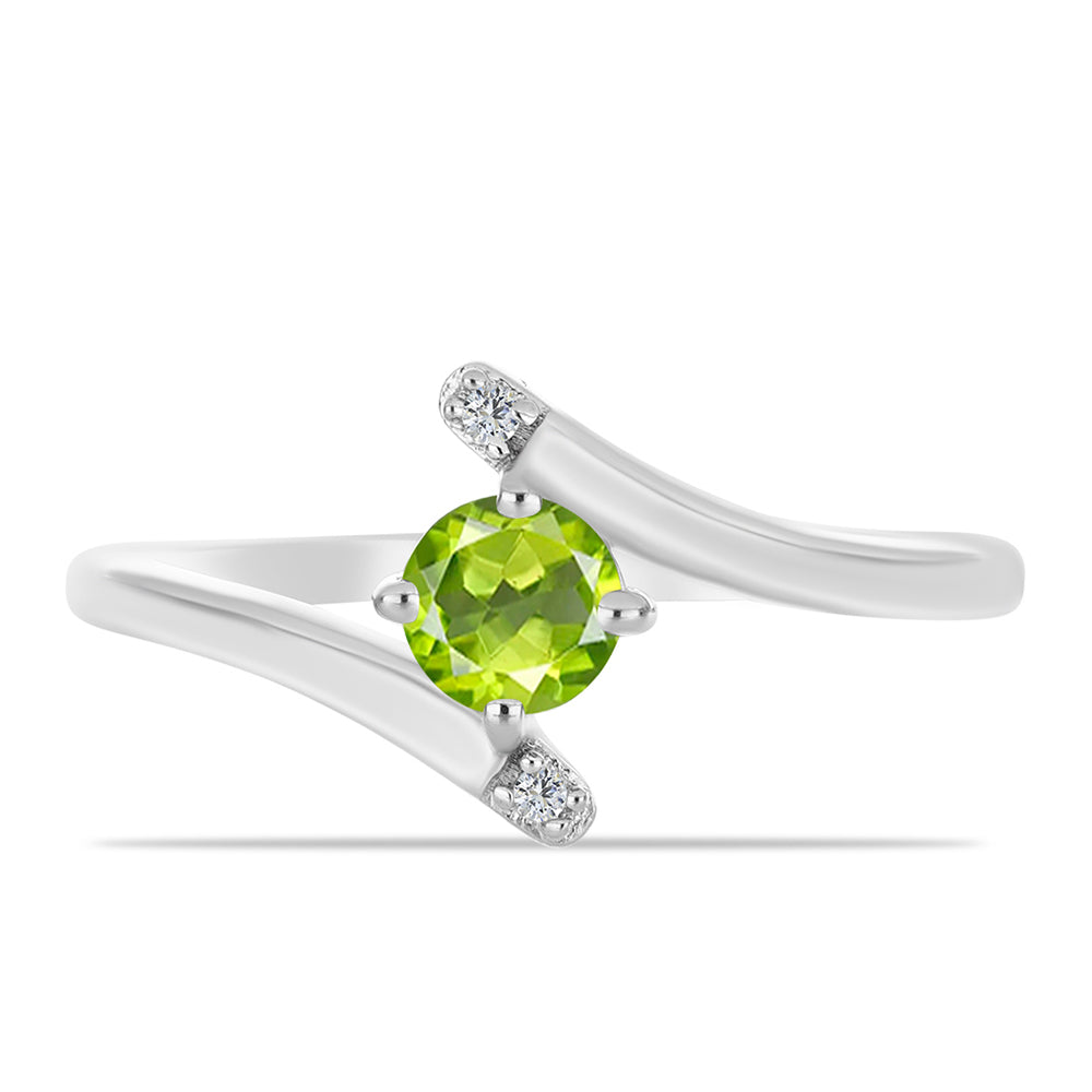 Inel din Argint 925 ( 1.97 grame ) cu Peridot Changbai și Topaz Alb 0.55 Carate