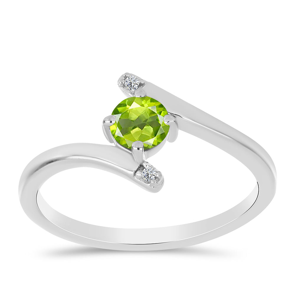 Inel din Argint 925 ( 1.97 grame ) cu Peridot Changbai și Topaz Alb 0.55 Carate 1 
