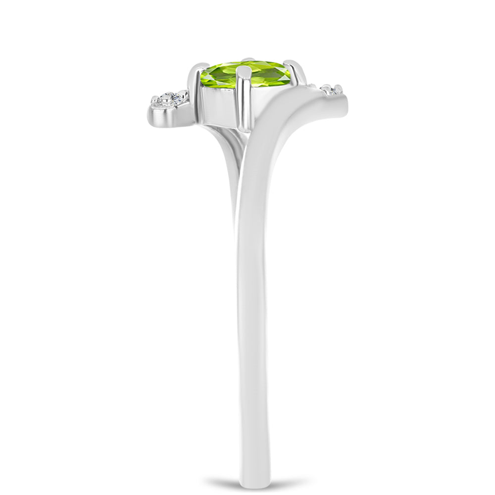 Inel din Argint 925 ( 1.97 grame ) cu Peridot Changbai și Topaz Alb 0.55 Carate