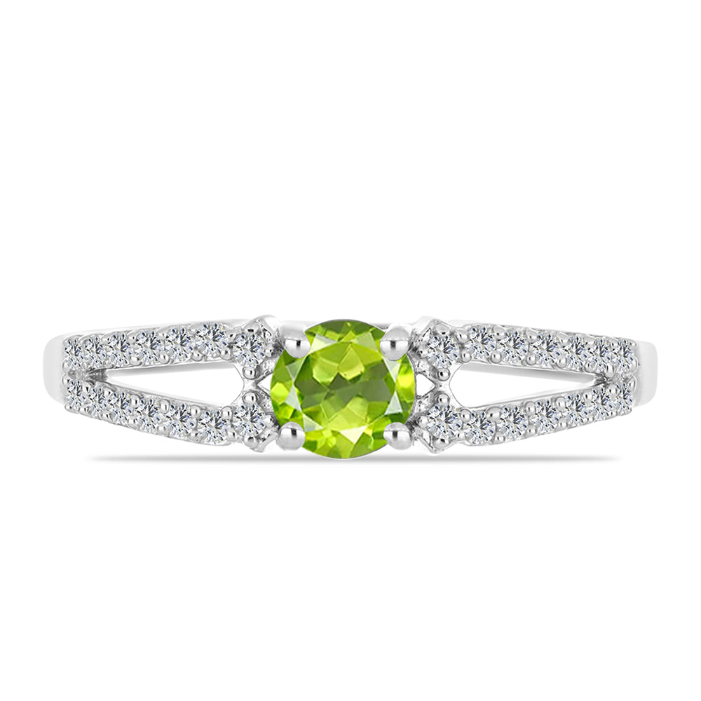 Inel din Argint 925 ( 1.98 grame ) cu Peridot Changbai și Topaz Alb 0.79 Carate 2 