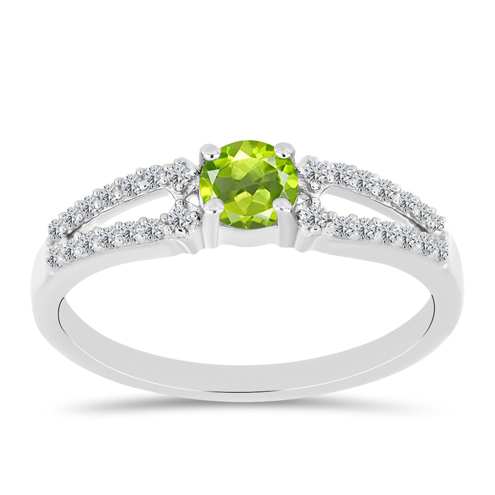 Inel din Argint 925 ( 1.98 grame ) cu Peridot Changbai și Topaz Alb 0.79 Carate 1 
