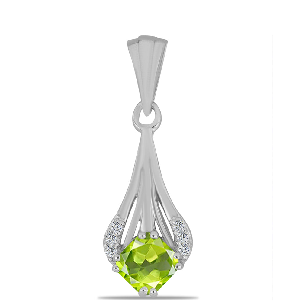 Pandantiv din Argint 925 ( 1.16 grame ) cu Peridot Changbai și Topaz Alb 0.71 Carate 1 