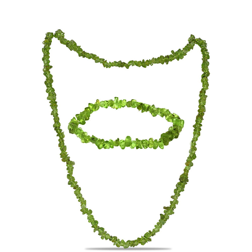 Set din Pepită ( 38.86 grame ) cu Peridot Changbai 194.32 Carate ( Colier+Brățară ) 1 