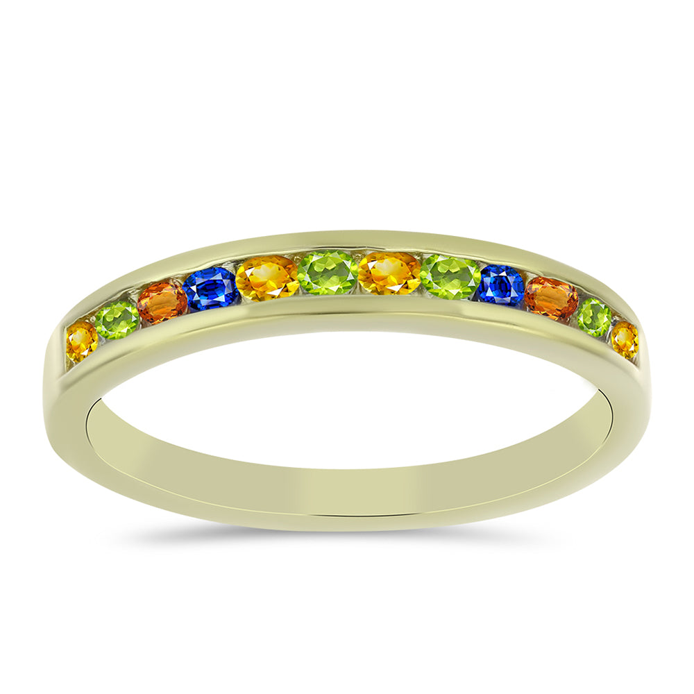 Inel din Argint 925 Placat cu Aur ( 1.92 grame ) cu Safir Rosebery Curcubeu 0.62 Carate