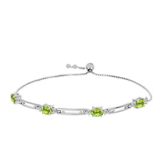 Brățară din Argint 925 ( 4.98 grame ) cu Peridot Changbai și Topaz Alb 2.34 Carate