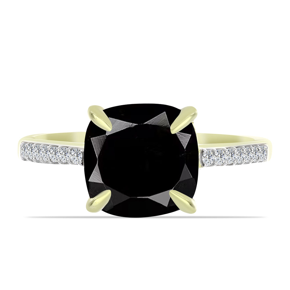 Inel din Argint 925 Placat cu Aur ( 2.27 grame ) cu Onix Negru Suwar și Topaz Alb 4.12 Carate