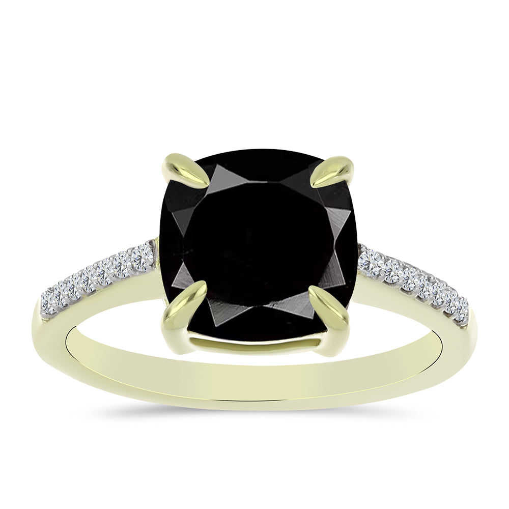 Inel din Argint 925 Placat cu Aur ( 2.27 grame ) cu Onix Negru Suwar și Topaz Alb 4.12 Carate 3 