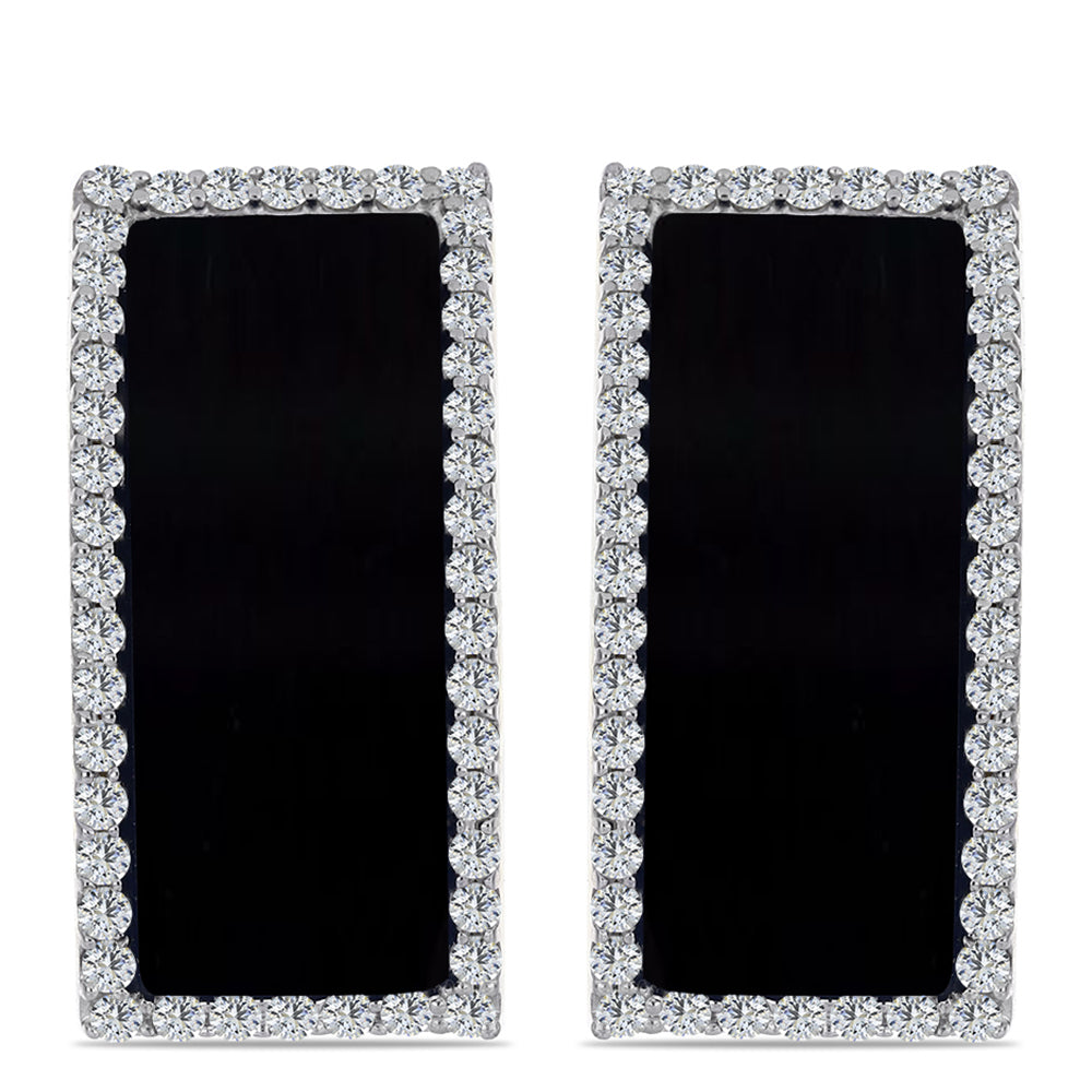 Cercei din Argint 925 Placat cu Aur ( 8.08 grame ) cu Onix Negru Suwar și Topaz Alb 11.07 Carate 1 