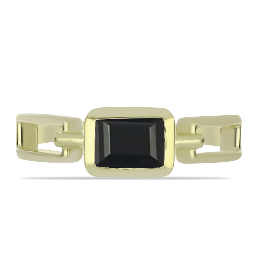 Inel din Argint 925 Placat cu Aur ( 3.18 grame ) cu Onix Negru Suwar 0.86 Carate 2 