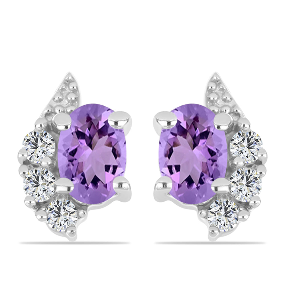 Cercei din Argint 925 ( 1.74 grame ) cu Ametist Rose de France și Topaz Alb 1.05 Carate 1 