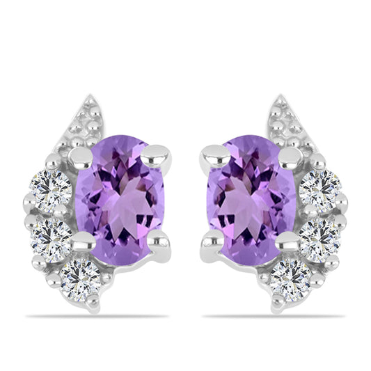 Cercei din Argint 925 ( 1.74 grame ) cu Ametist Rose de France și Topaz Alb 1.05 Carate