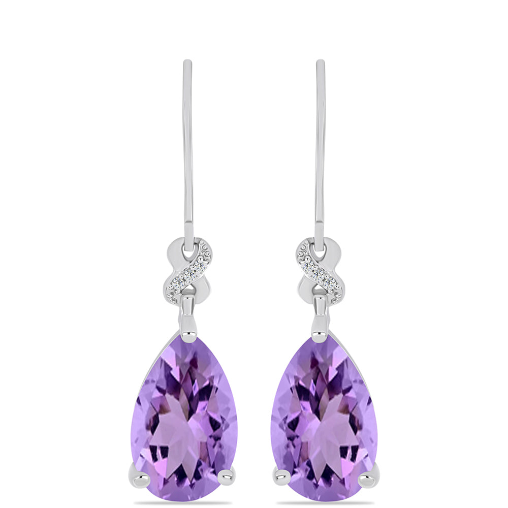Cercei din Argint 925 ( 2.77 grame ) cu Ametist Rose de France și Topaz Alb 8.32 Carate 1 