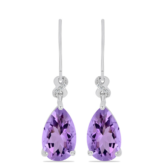 Cercei din Argint 925 ( 2.77 grame ) cu Ametist Rose de France și Topaz Alb 8.32 Carate