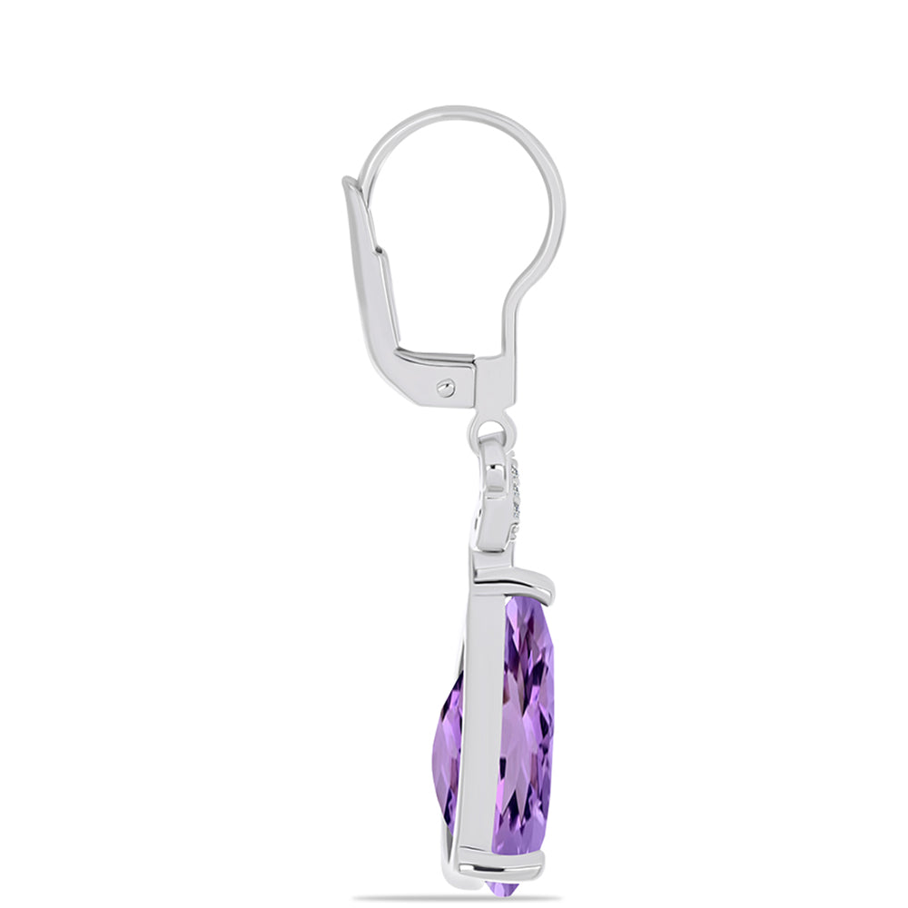 Cercei din Argint 925 ( 2.77 grame ) cu Ametist Rose de France și Topaz Alb 8.32 Carate 2 