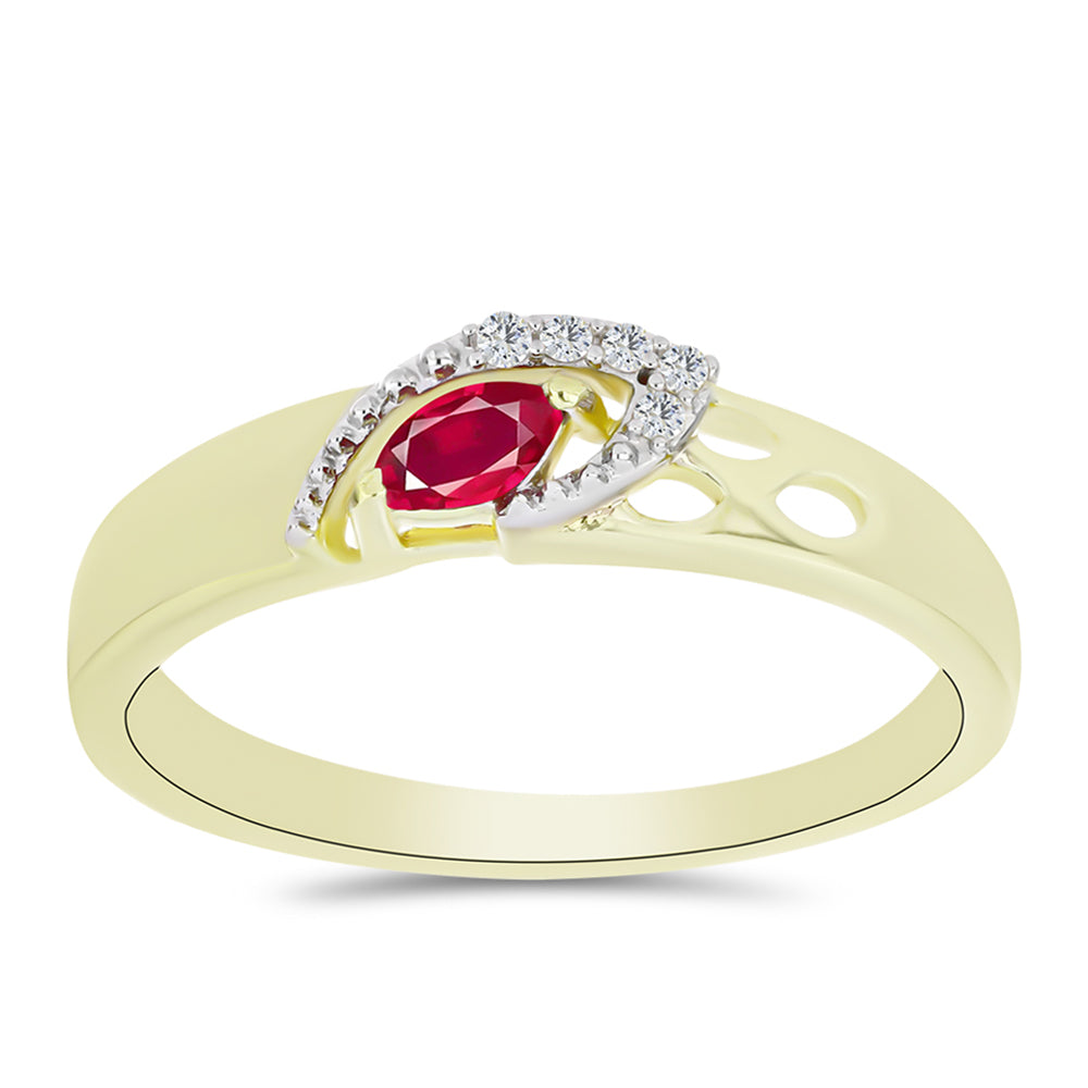 Inel din Argint 925 Placat cu Aur ( 2.61 grame ) cu Rubin Malagasy și Topaz Alb 0.26 Carate 1 